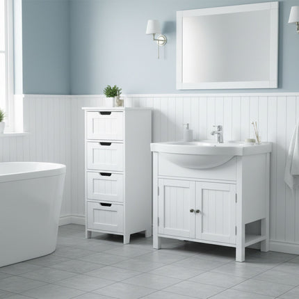 Koupelnová úložná skříňka, 4 zásuvky, úsporný design