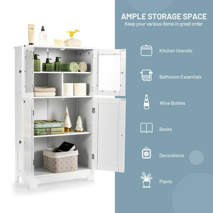 Koupelnová úložná skříňka, skleněná dvířka, nastavitelná police