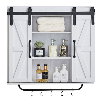 Bathroom Wall Cabinet, 2 Doors, Adjustable Shelf, White