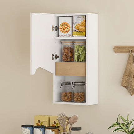 Bathroom Wall Cabinet, Soft-Close Door, Open Shelf, White