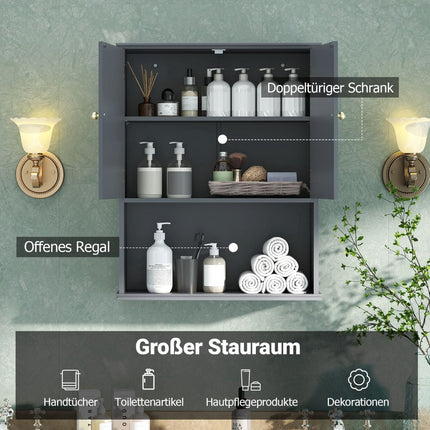 Bathroom Wall Cabinet with 2 Doors & Adjustable Shelf