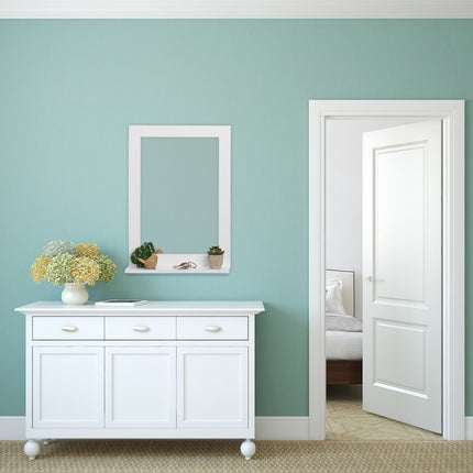 Bathroom Wall Mirror with Shelf – White Frame