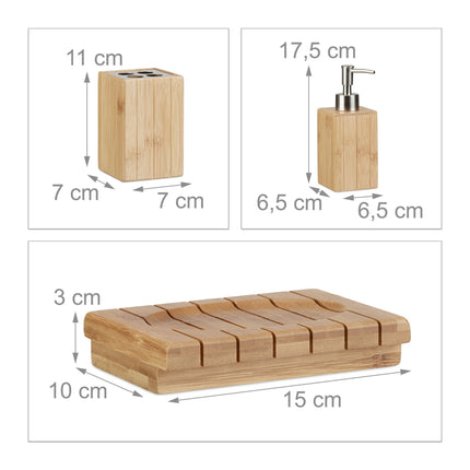 Koupelnové doplňky z bambusu, sada 3 ks