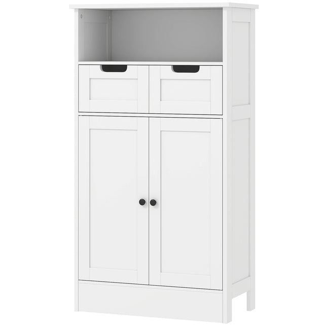Weißer Badezimmerschrank mit verstellbarem Regal und 2 Schubladen