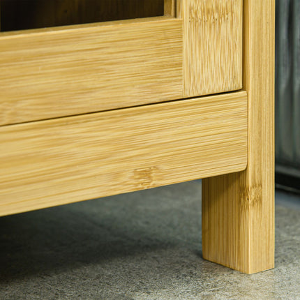 Bathroom cabinet with shelf & compartment, bamboo, natural