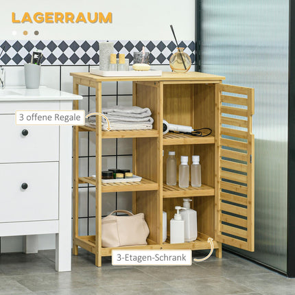 Bathroom cabinet with shelf & compartment, bamboo, natural