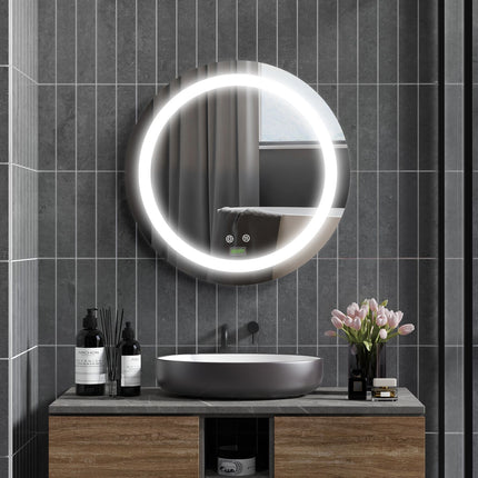 LED Bathroom Mirror, Ø50 cm, Anti-Fog, Touch & Memory Function