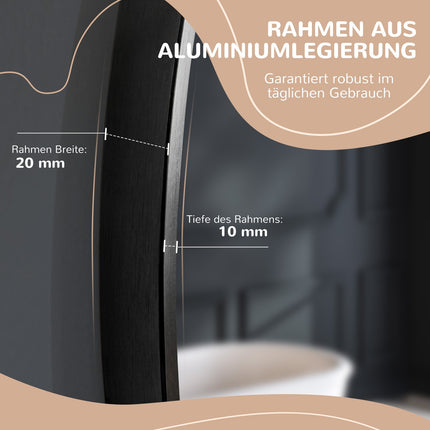 Kulaté koupelnové zrcadlo – Ø50 cm, hliníkový rám, černá