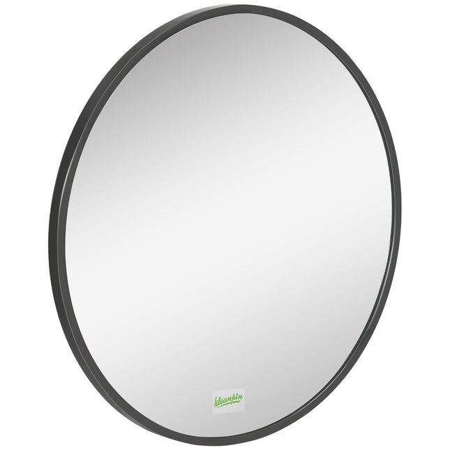 Kulaté koupelnové zrcadlo – Ø50 cm, hliníkový rám, černá