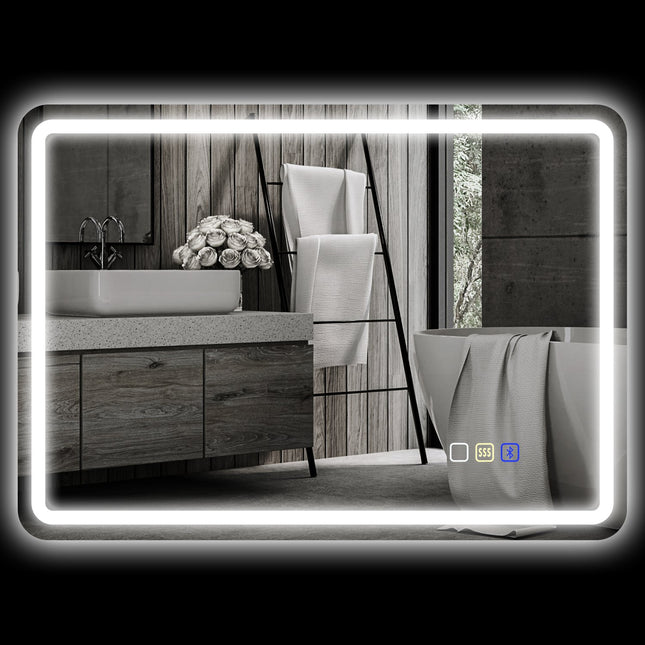 LED koupelnové zrcadlo, nemlžící, 3 barvy, 700x900 mm