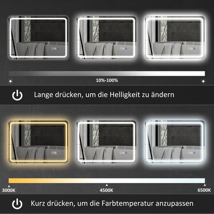 LED koupelnové zrcadlo, nemlžící, 3 barvy, 700x900 mm