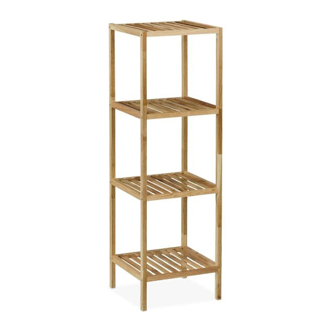 Bathroom shelf in walnut with open shelves