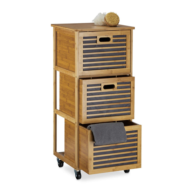 Bathroom shelf trolley bamboo