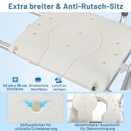 Badewannen-Transferbank, höhenverstellbar, breiter Sitz, Sicherheitsgurt