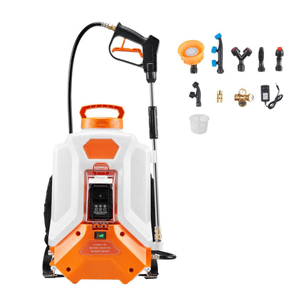 Battery Powered 16L Backpack Sprayer, 0–90 PSI, 8 Nozzles
