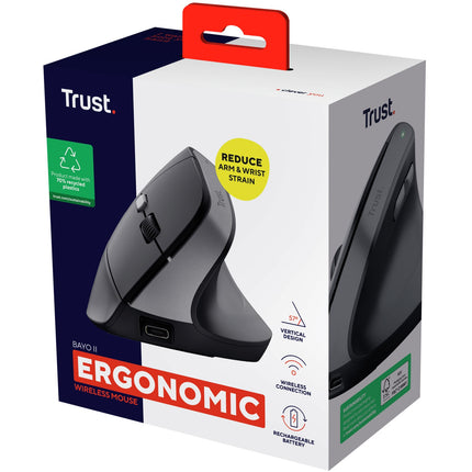 Bayo II bezdrátová ergonomická myš, černá