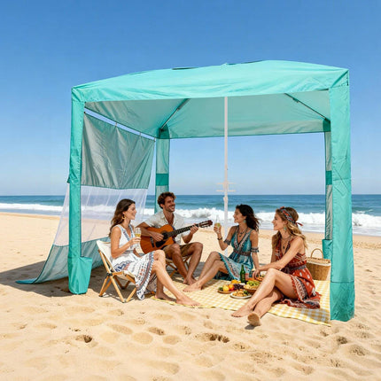 Beach Cabana Canopy 8x8 Ft, Side Wall, UPF 50+