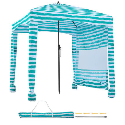 Beach Cabana Tent 6x6 ft, UPF 50+, Side Wall, Sand Pockets