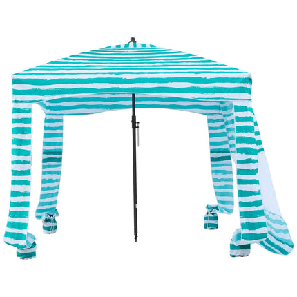 Beach Cabana Tent 6x6 ft, UPF 50+, Side Wall, Sand Pockets