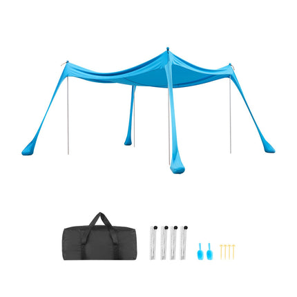 Beach Canopy Sun Shelter 3x3m, UPF 50+, 4 Sandbags