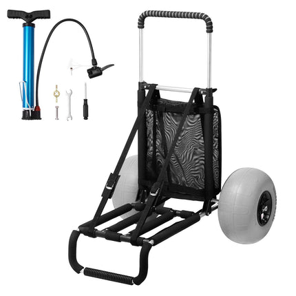 Beach Dolly Cart, 12 Inch Balloon Wheels, 165 lb Folding