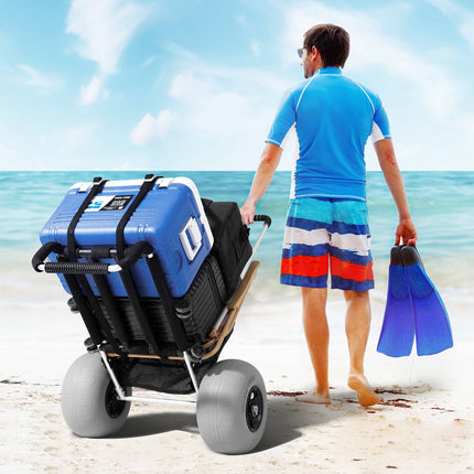 Beach Dolly Cart, 12 Inch Balloon Wheels, 165 lb Folding