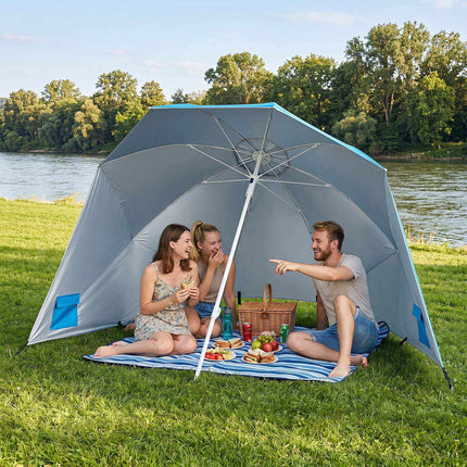 Beach Shelter Umbrella UPF 50+ with Side Panels, Turquoise