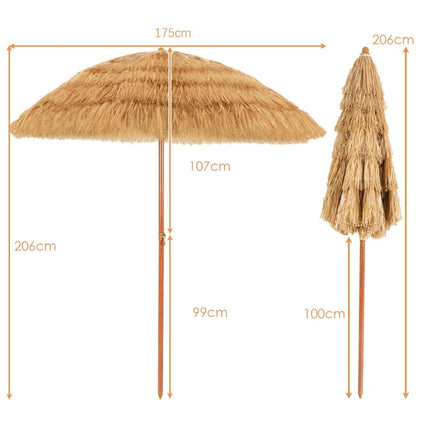 Plážový slunečník 175 cm, naklápěcí, bílá/béžová