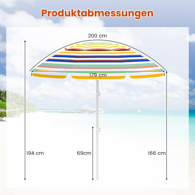 Strandparasol 179 cm met zandanker en draagtas