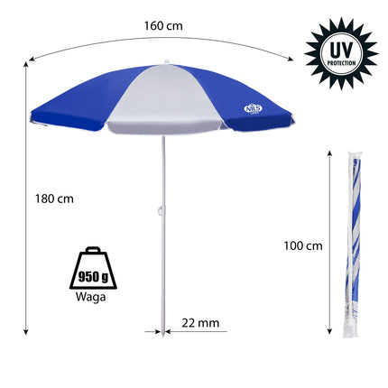 Plážový slunečník 180 cm, UV ochrana