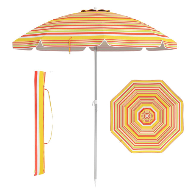 Strandparasol 198 cm, kantelbaar, zandanker, draagtas