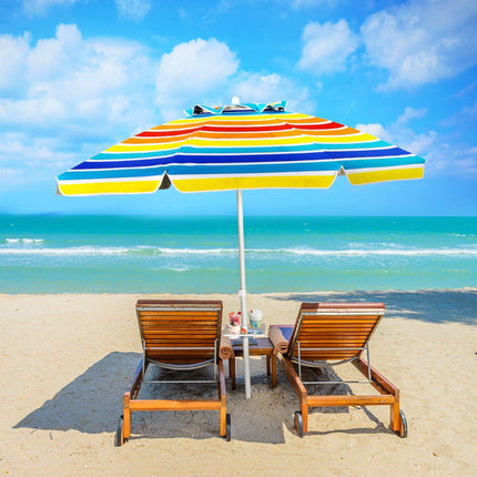 Beach Umbrella 200 cm, Tilt Canopy, Cup Holder, Bag