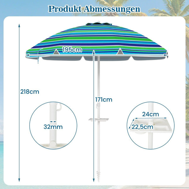 Strandparasol met bekerhouder, 200 cm, kantelfunctie