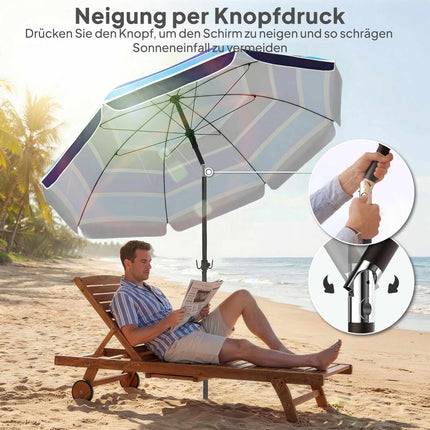 Plážový slunečník se stolkem, UV30+, naklápěcí