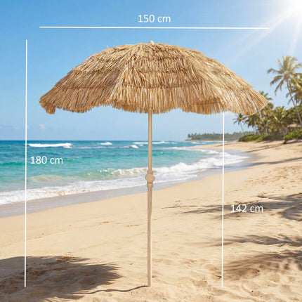Plážový slunečník se stříškou Tiki, nastavitelná výška, 155 cm
