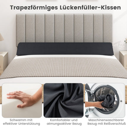 Keilkissen mit Seitentasche – 137 x 25 x 13 cm, Grau