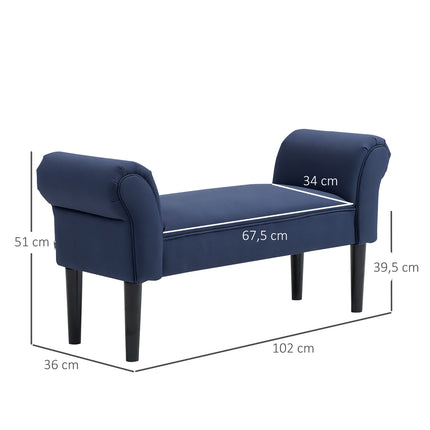 Čalouněná lavice k posteli modrá, nosnost 130 kg, 102 x 36 x 51 cm