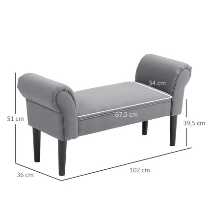 Tmavě šedá čalouněná lavice do předsíně, nosnost 130 kg, 102x36x51 cm