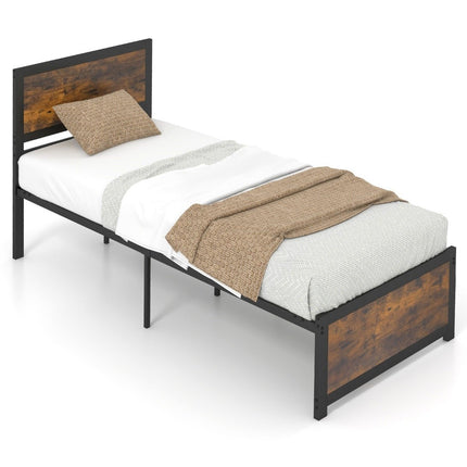 Rám postele 90 x 200 cm, industriální styl, s čelem a roštem