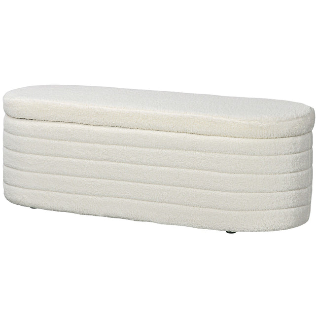 Bedroom storage bench - cream, fleece, sturdy wooden legs
