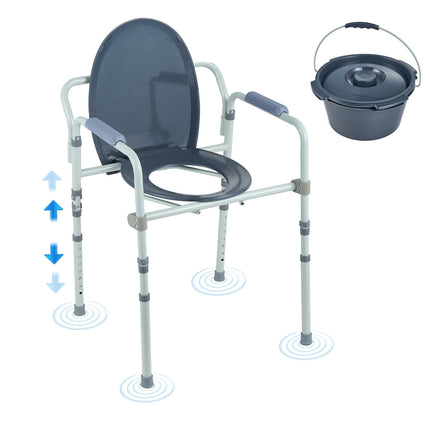 Bedside Commode Chair, Adjustable Height, 350 lb, Bucket