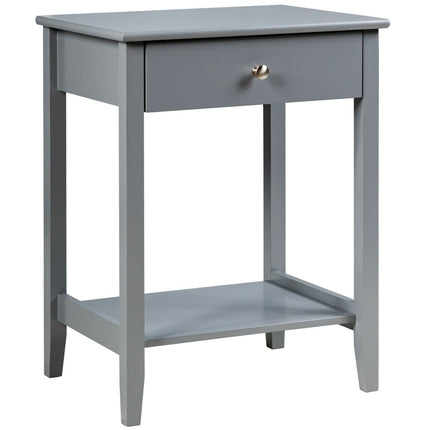 Noční stolek se zásuvkou a policí, šedá MDF