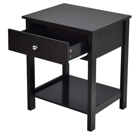 Nachttisch 2-stöckig Nachtkommode Modern Nachttisch mit Schublade Schwarz