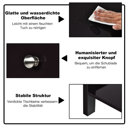 Nachttisch 2-stöckig Nachtkommode Modern Nachttisch mit Schublade Schwarz