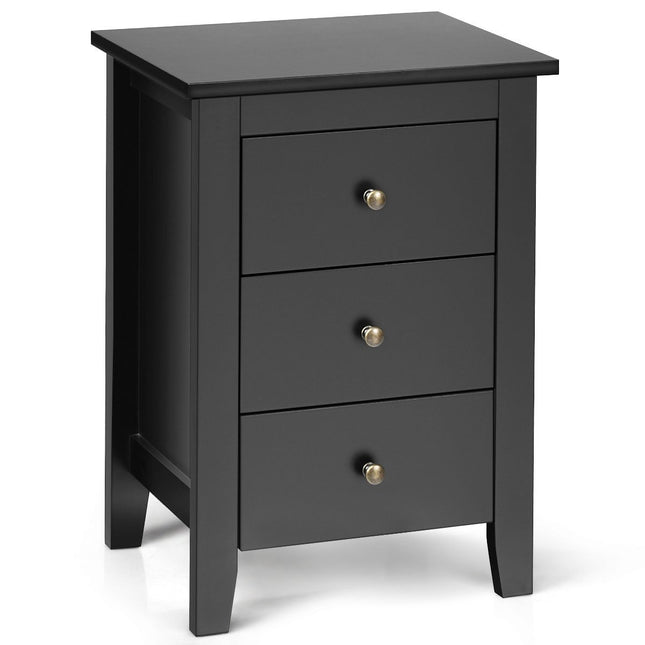 Noční stolek se 3 zásuvkami k boxspring posteli 46 x 37 x 65 cm, černá