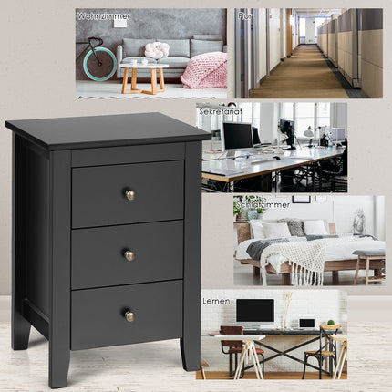 Noční stolek se 3 zásuvkami k boxspring posteli 46 x 37 x 65 cm, černá