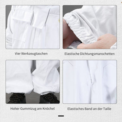 Bavlněný včelařský oblek s kuklou a rukavicemi, unisex, XXXL