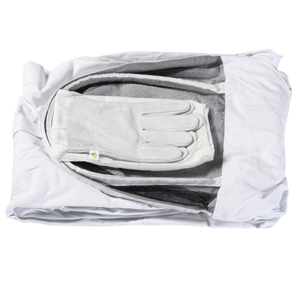 Bavlněný včelařský oblek s kuklou a rukavicemi, unisex, XXXL