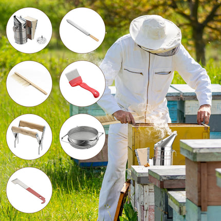 Beekeeping Kit with Smoker - 7 Piece Rustproof Set
