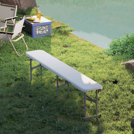 Folding beer tent bench, 2-person, weatherproof, metal legs